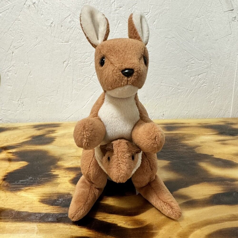 TY BEANIE BABY KANGAROO WITH‎ BABY POUCH Stuffed Animal Toy Great CONDITION